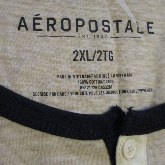 Aeropostale Men 2X Large Blue Light Gray Warm Outdoors Long Sleeve Shirt - Picture 6 of 6